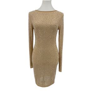 Sheer Dress Nude Bodycon Gem womens size large fantasy lover pearl outfit